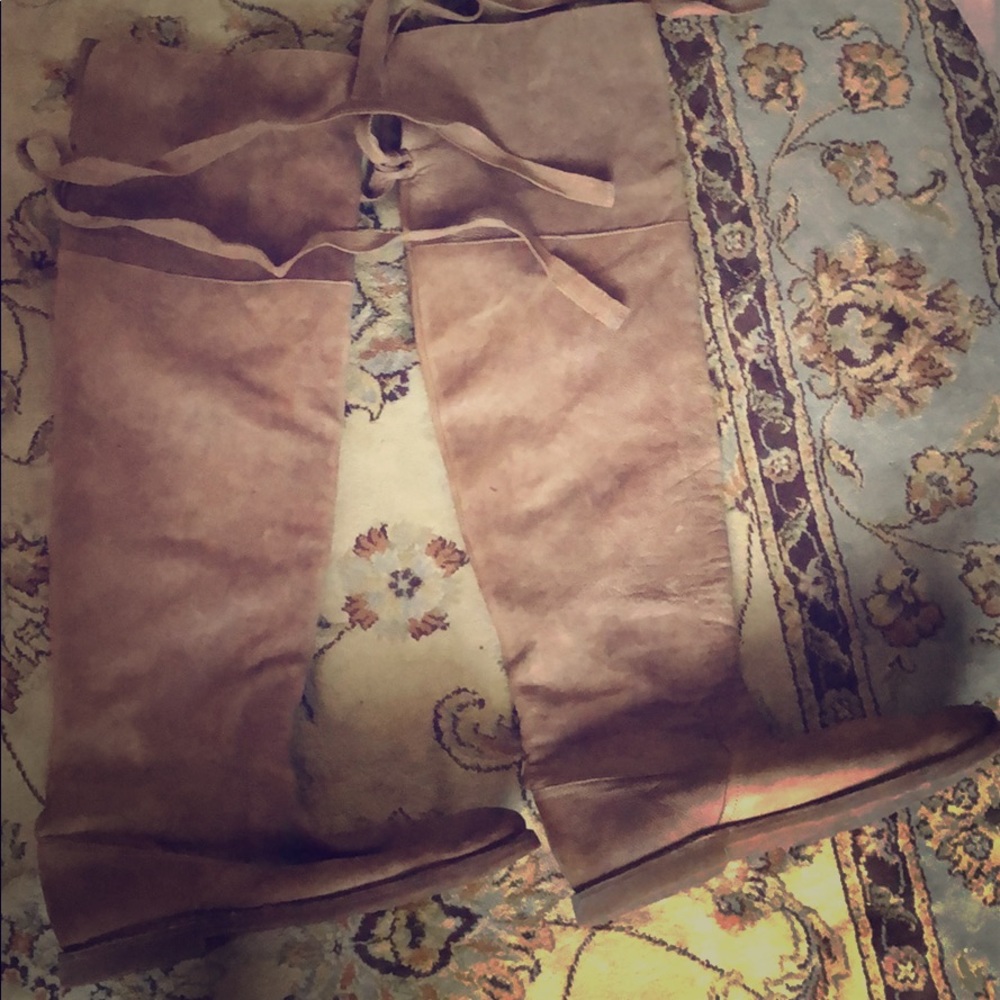 Frye over-the-knee leather boots.